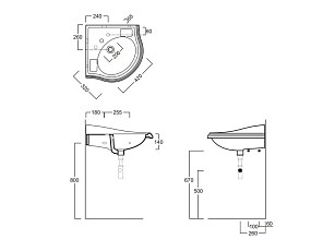 Раковина угловая SIMAS ARCADE AR 884 bia 1 hole