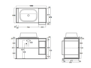 Металлическая структура с ящиком SIMAS SHARP FM 1 grey