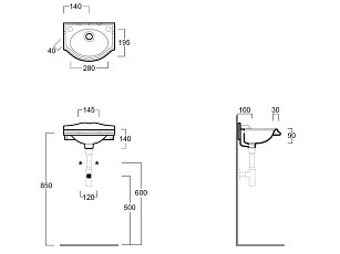 Раковина подвесная СИМАС / SIMAS Аркада / ARCADE AR 035 bia tap hole DX Раковина подвесная СИМАС / SIMAS Аркада / ARCADE AR 035 bia tap hole DX